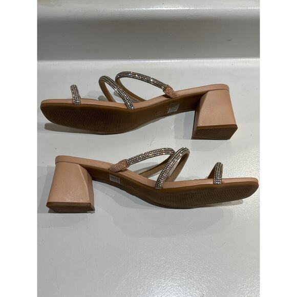 STEVE MADDEN Hanya Starie Rhinestone Block Heel Sandals Strappy Prom Formal 8 - Picture 5 of 6